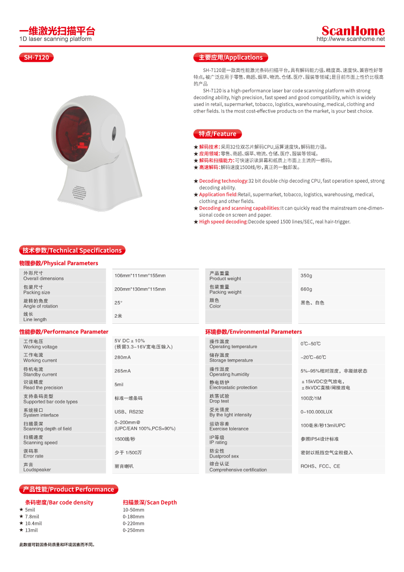 SH-7120 1D scanning platform 